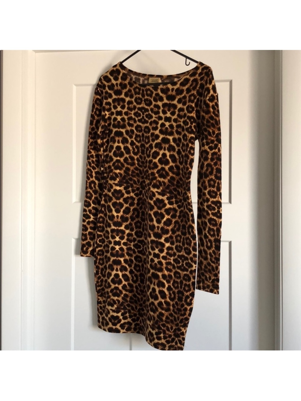Leopard Print Long Sleeve Dress - Brown & Black - Picture 5 of 7